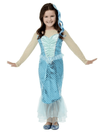 havfrue udklædning barn ariel børnekostume havfrue kostume pige blåt kostume til piger 