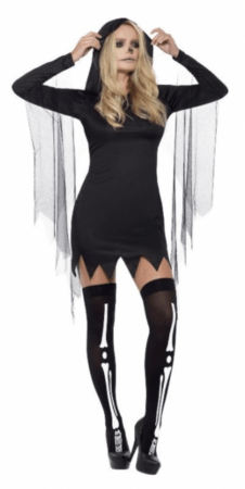 sort skelet kjole til kvinder halloween kostume til kvinder