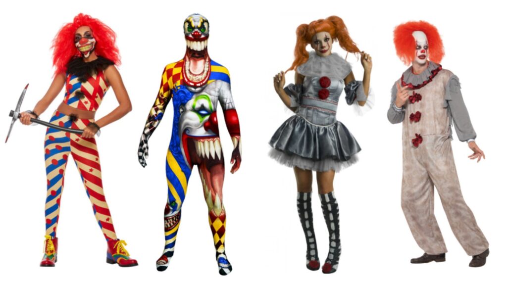 killer clown kostume udklædning uhyggelig klovnekostume til voksne halloween udklædning til par