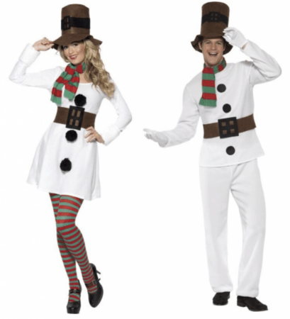 jule parkostume til voksne snemand par udklædning snemand og snedame udklædning julekostume
