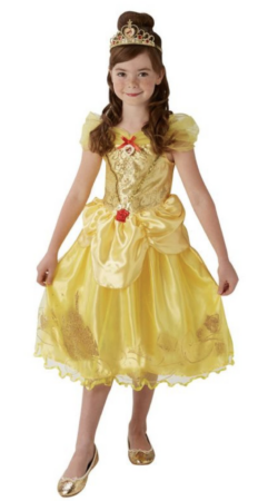belle kostume til piger prinsesse Belle udklædning til piger belle børnekostume guld kostume til piger fastelavnskostume til piger