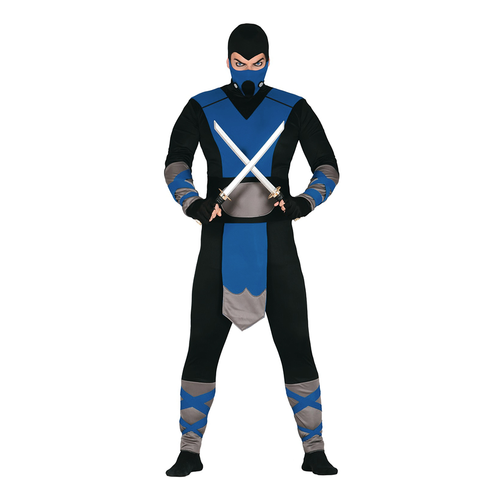 Blå ninja voksenkostume - Ninja kostume til voksne
