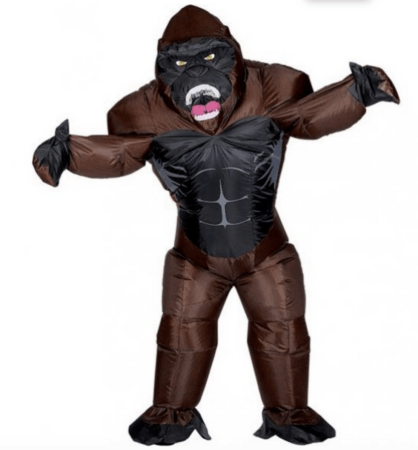 Oppustelig gorilla kostume  418x450 - abe kostume til voksne