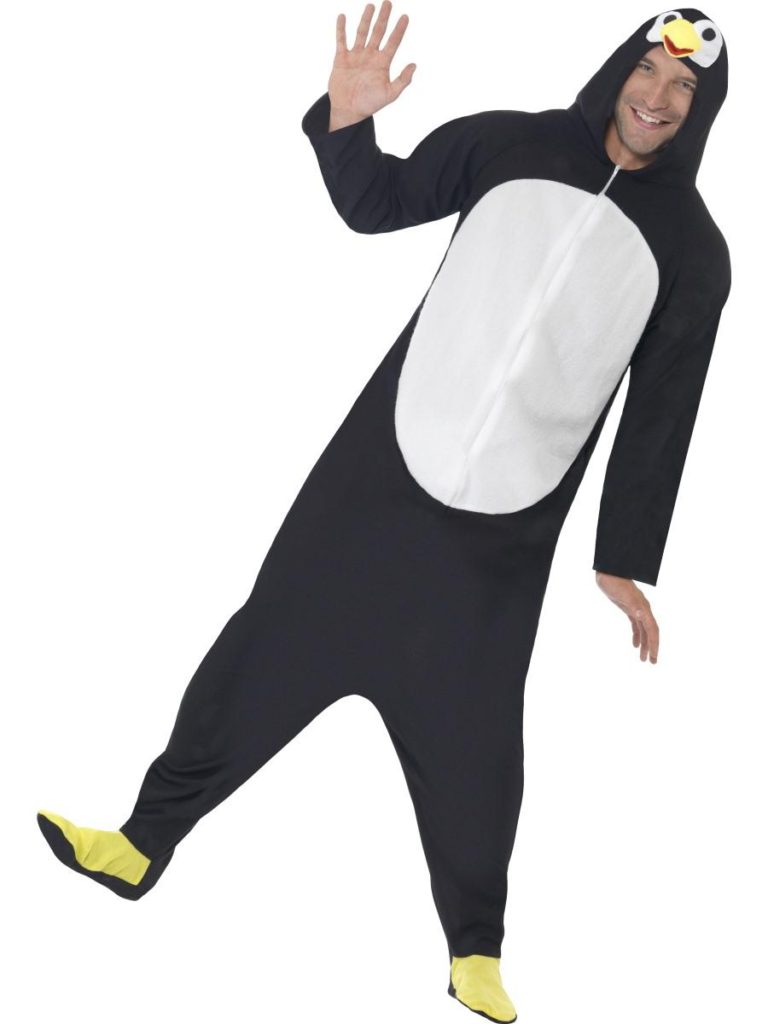 pingvin kostume til voksne sidste skoledag karneval fastelavn pingvin heldragt jumpsuit
