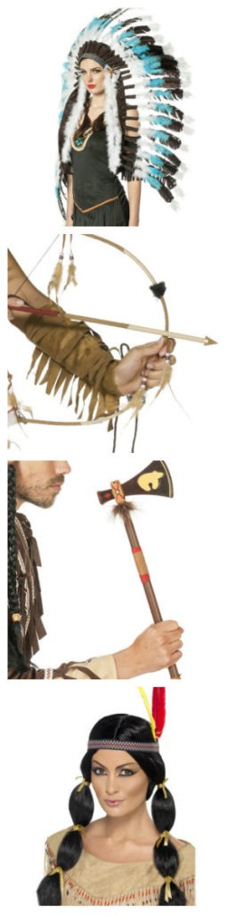 indianer kostume til voksne tilbehør til indianerkostume til voksne indianer paryk til voksne indianer økse indianer bue og pil indianerfjer kostume