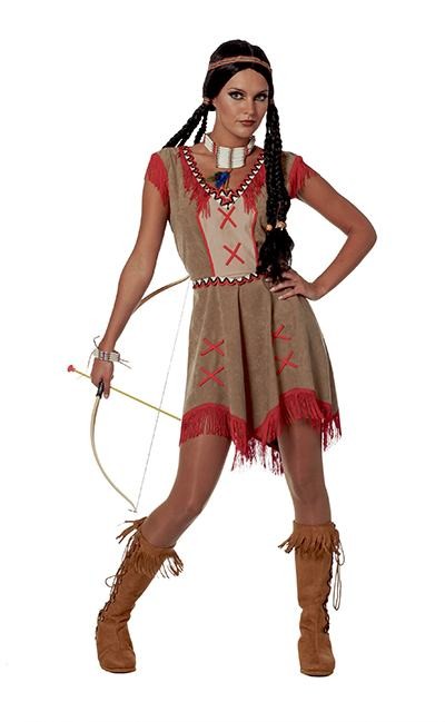 indianerpige kostume til voksne indianer kostume til voksne indianerkvinde kostume udklædning til temafest westerfest det vilde vesten fest