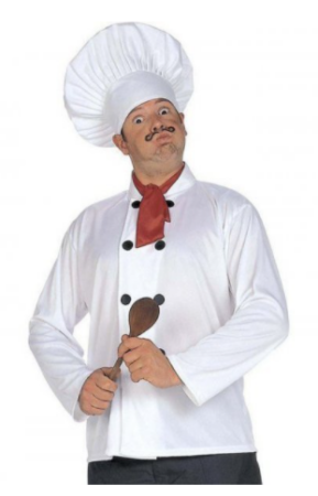 kokkekostume til mand voksenkostume kokkehue udklædning kokkejakke kostume kokketørklæde