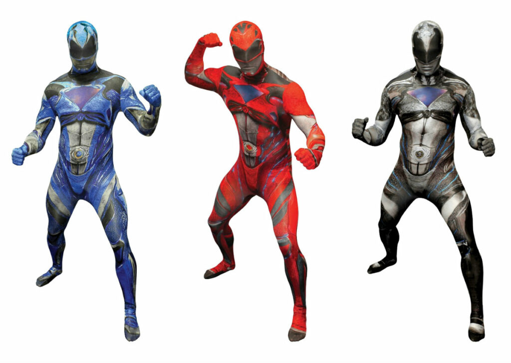 power ranger kostume til voksne power rangers kostume til voksne heldragt udklædning power rangers morphsuit blå sor rød power ranger
