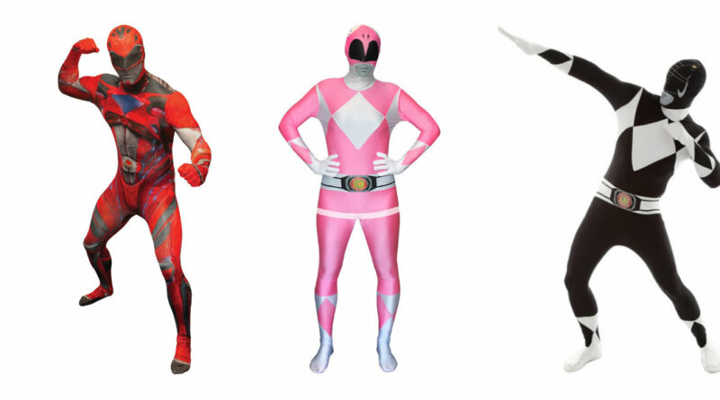 power ranger kostume til voksne power rangers kostume til voksne heldragt udklædning power rangers morphsuit blå sor rød power ranger