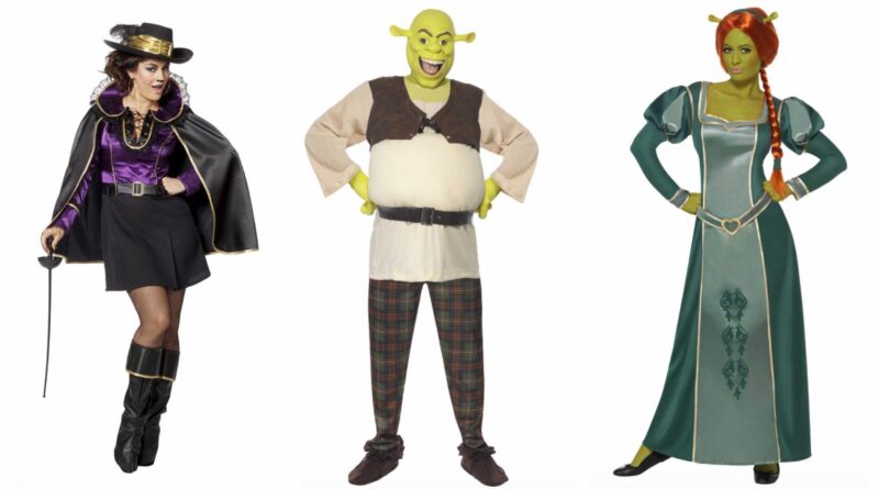 shrek kostume til voksne, shrek udklædning til voksne, shrek kostumer, shrek voksenkostumer, prinsesse fiona kostume til voksne, kendte kostumer, par kostume, gruppekostume til karneval