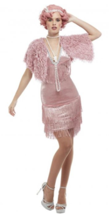 pink 1920erne kjole 1920erne kostume dame lyserød charleston kjole