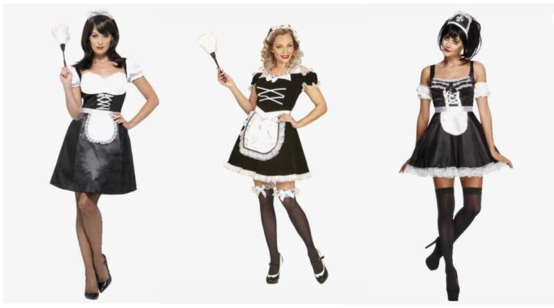 stuepige kostume til voksne fransk maid kostume til voksne sort hvid kostume frækt kostume til voksne