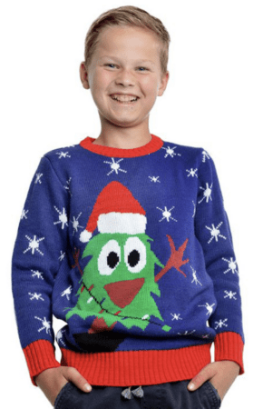 julesweater blå til dreng julesweater til barn julesweater med monster julesweater til drenge