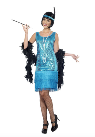lyseblå charleston kjole 313x450 - Charleston kostume til voksne