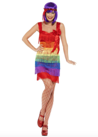regnbue charleston kjole 323x450 - Charleston kostume til voksne