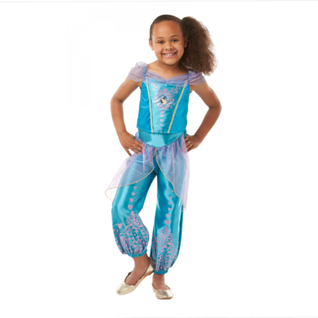 jasmin børnekostume blåt kostume piger aladdin disney udklædning til piger