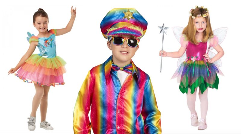regnbue kostumer til børn, regnbue udklædning til børn, regnbue børnekostumer, regnbue fastelavnskostumer til børn