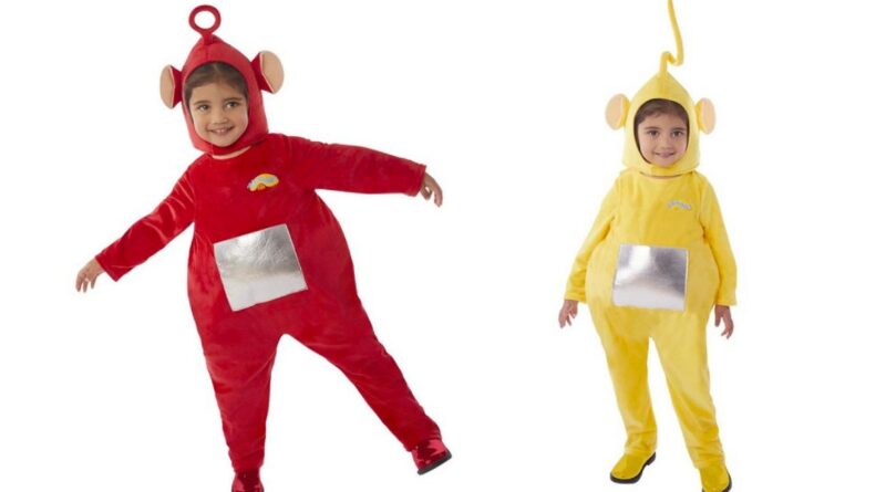 teletubbies kostumet til børn, teletubbies børnekostumer, teletubbies gul kostume til børn, teletubbies rød kostume til børn, teletubbies udklædning til børn