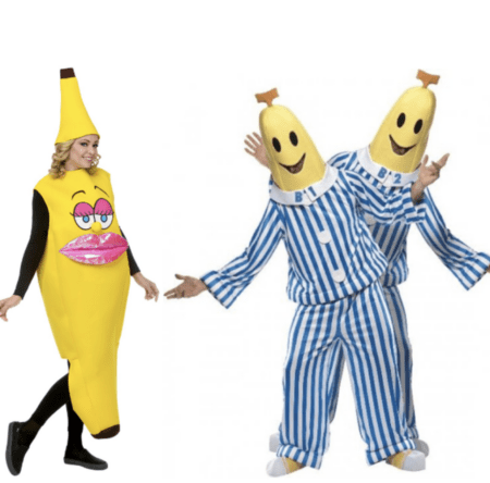 forbogstav fest b kostume bananer i pyjamas udklædning banankostume